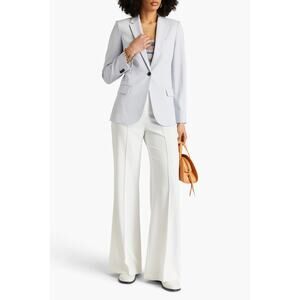 Theory Women Pearl Blue Crepe Admiral Classic Casual Staple Blazer Size US 6